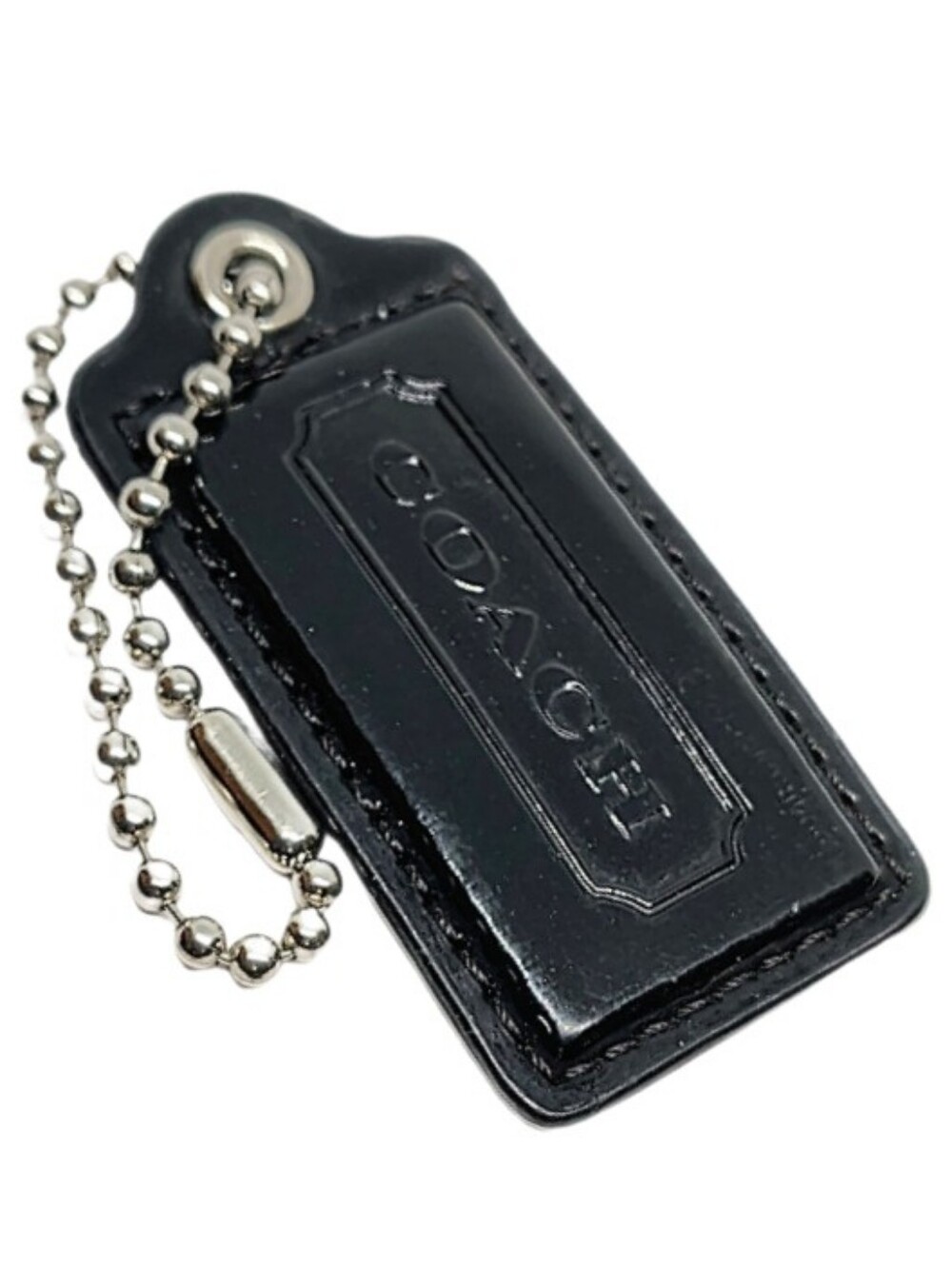 🖤 2.5" Coach Y2K Black Patent Leather Hangtag Bag Fob Purse Charm Keychain